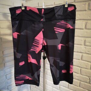 Avia Black Grey & Pink Ladies Size Large Elastic Waist Active Shorts